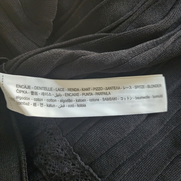 Zara‎ Black Lace Trim Tiered Pleated Knit Maxi Dress Size Medium NWT - Picture 12 of 13